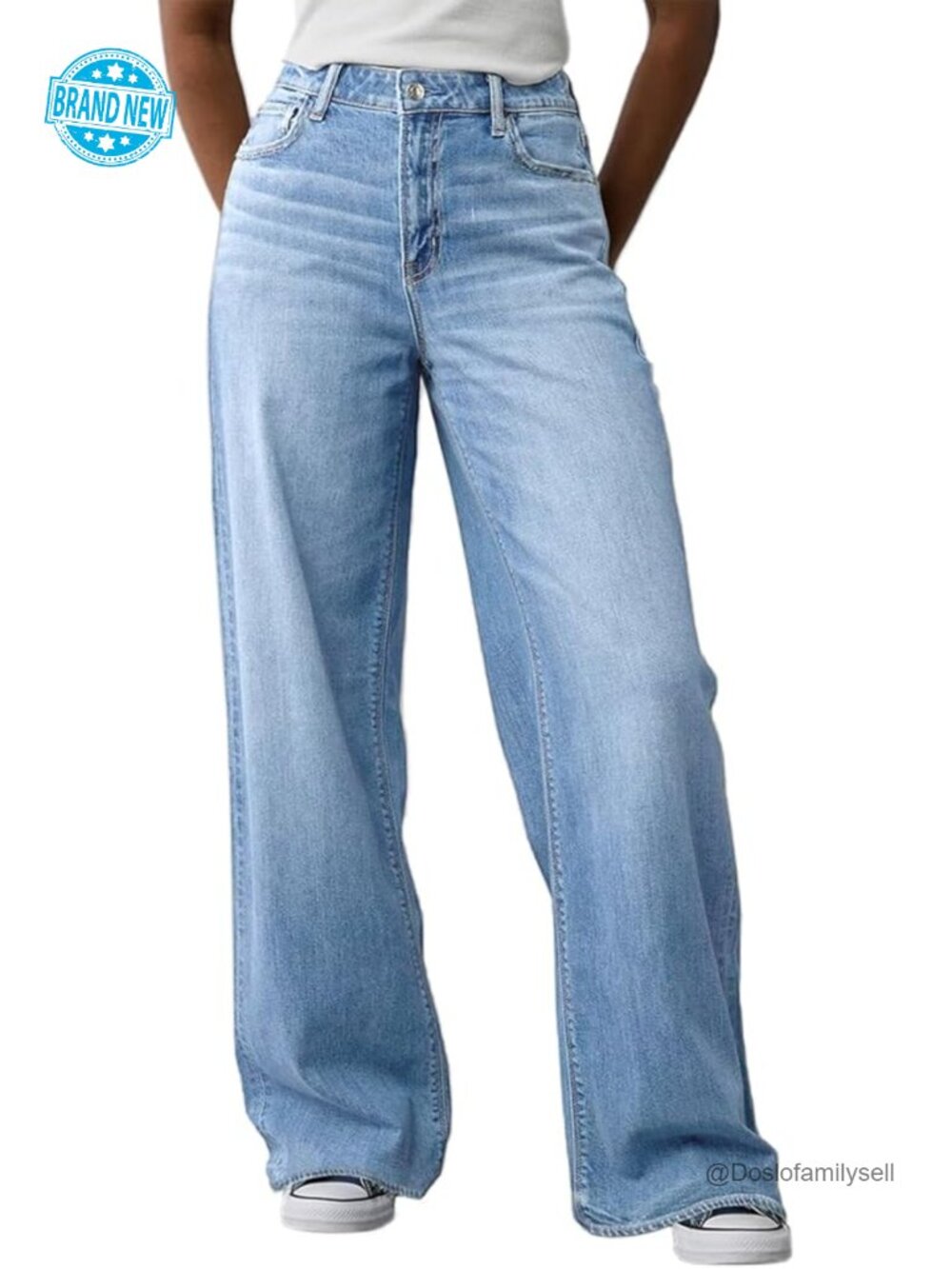 High Waisted Wide Leg Baggy Stretchy Denim Jeans
